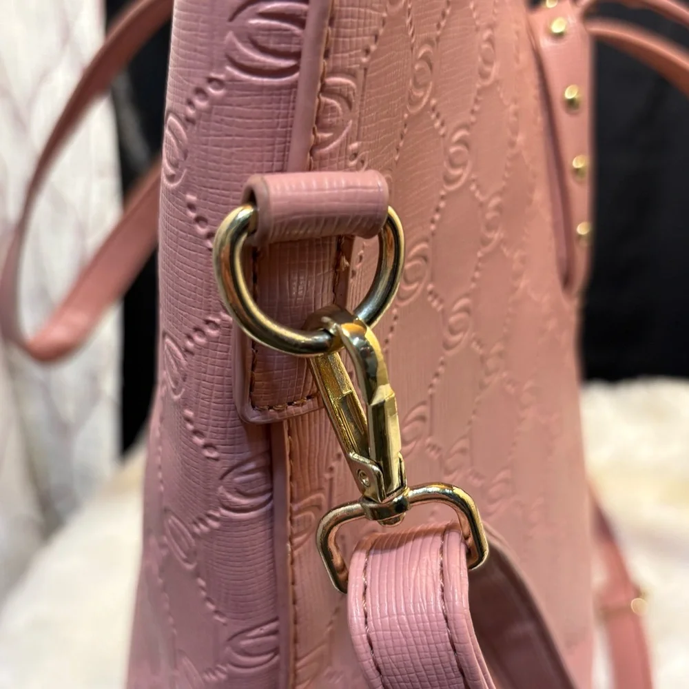 2/$25 Pink Trapezoid Tote with Double Handles and Zipper - Picture 5 of 15